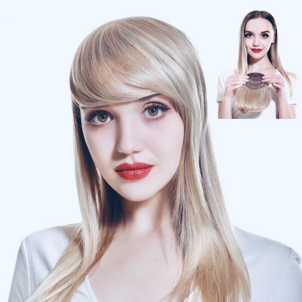 NWT side bangs vanilla blonde MINI topper piece clip in front hair extensions